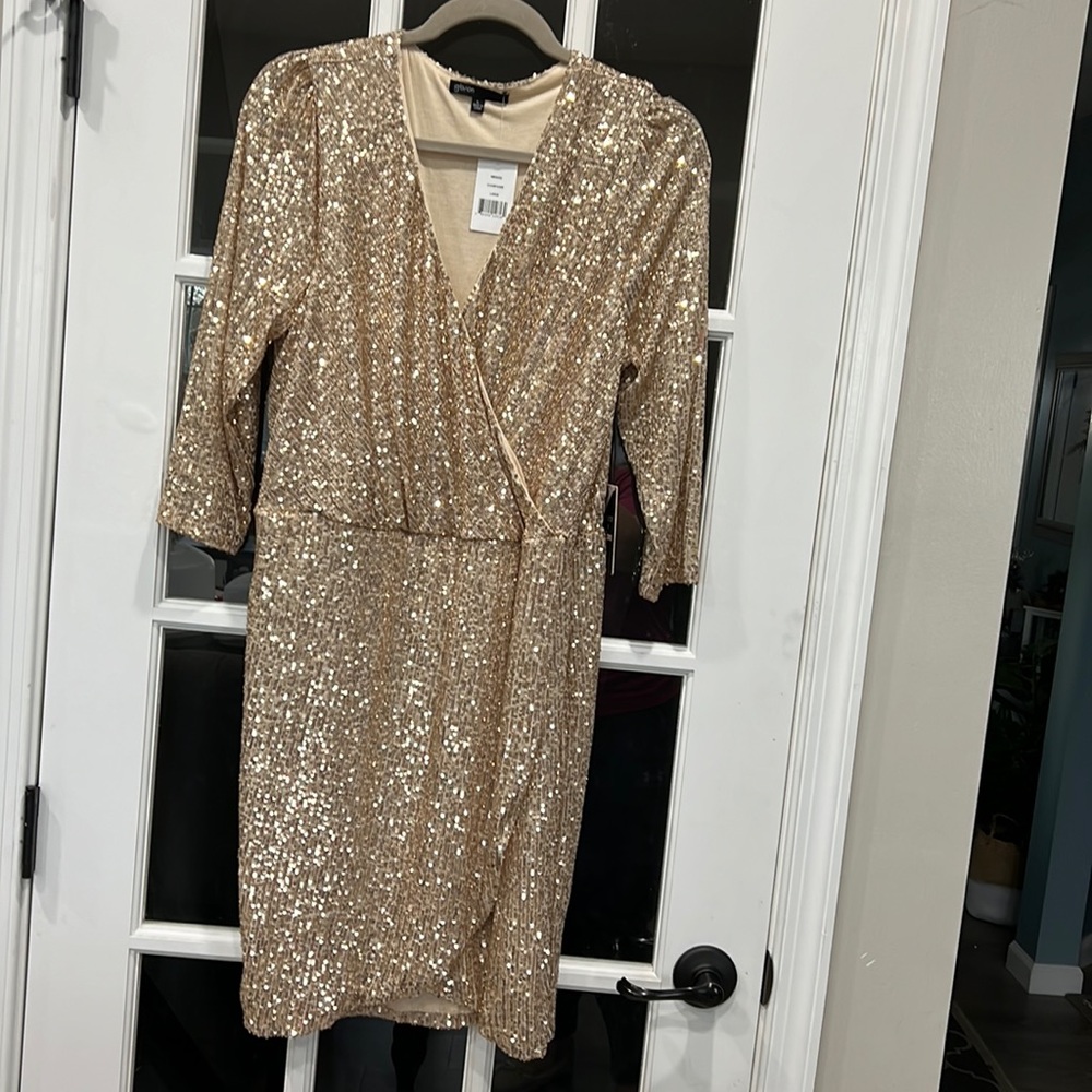 NWT Champagne Sequin Cocktail Dress